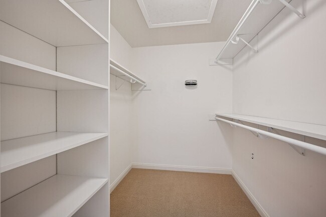 Primary bedroom walk-in closet with organizational components - 145 Holly Ln N