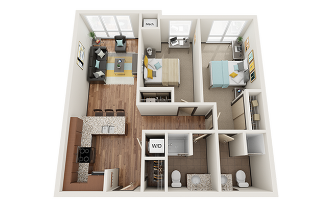 B1-2x2-Floor-Plan-The-Knoll-Dinkytown-Student-Apartments-Minneapolis-MN - The Knoll Dinkytown