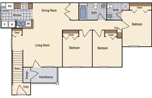 Floorplan - Amberwood Place Apartments