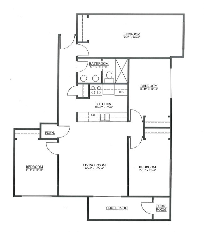 4BR, 1BA - Unit 3 - Treehouse West Apartments II