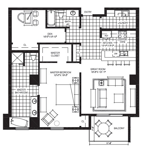 1BR/2BA - The Mark