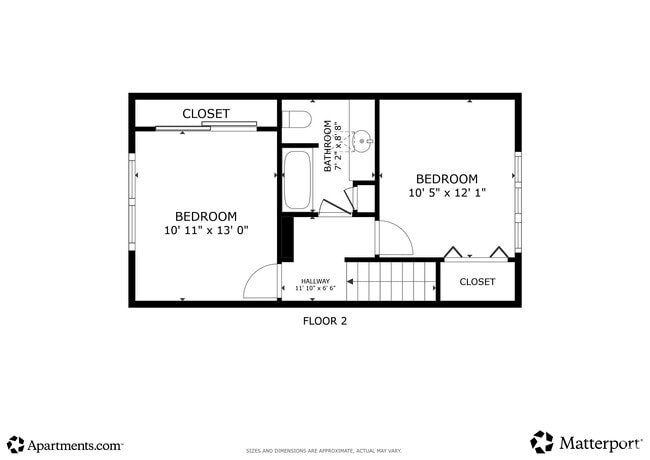 2BR, 1.5BA - 1000SF Floor 2 - Red Mountain Springs