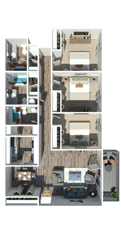 Three Bedroom 3 Bathroom - 421 at Whitsett