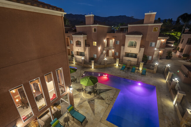 Pool Area at Night - Scott Villa Apartments