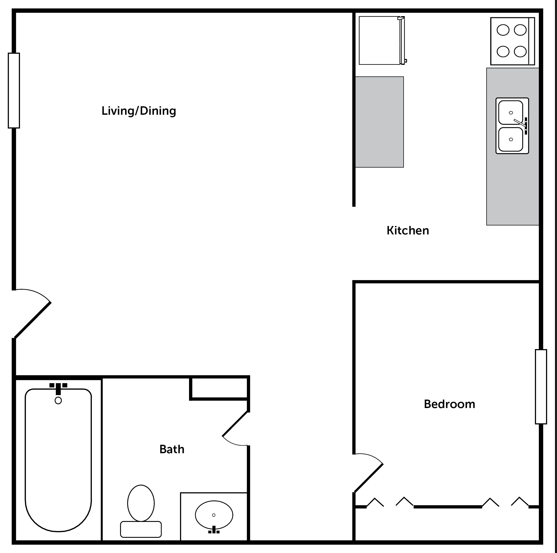 One Bedroom/One Bathroom Apartment in Denton, Texas with a walk-in closet - Residences at The Union