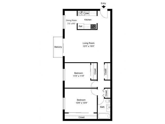 Two bedroom floor plan - Park City Apartments