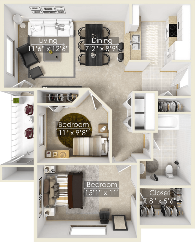 Floorplan - Four Lakes Apartment Homes