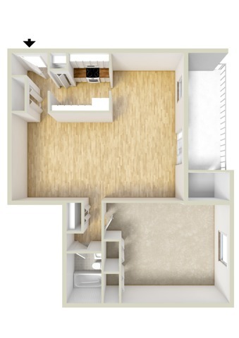 One bedroom floor plan - Paoli Place North Apartments