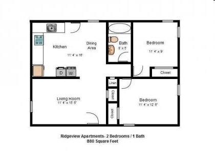 2BR/1BA - Ridgeview Apartments