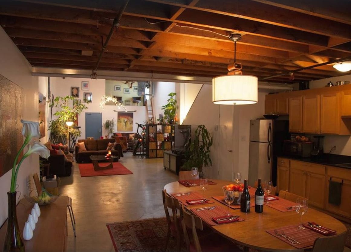 View of loft from the corner of the kitchen - 1924 Union St