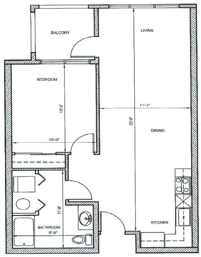 1x1A - West Facing One Bed One Bath with Balcony - Moreland Crossing