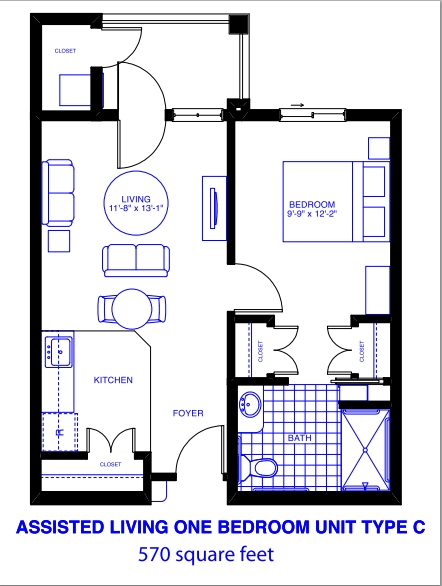 Assisted Living One-Bedroom Unit Type C - Patriots Landing Independent/Assisted Living