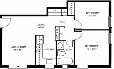 2BR/1BA - University City Apartments