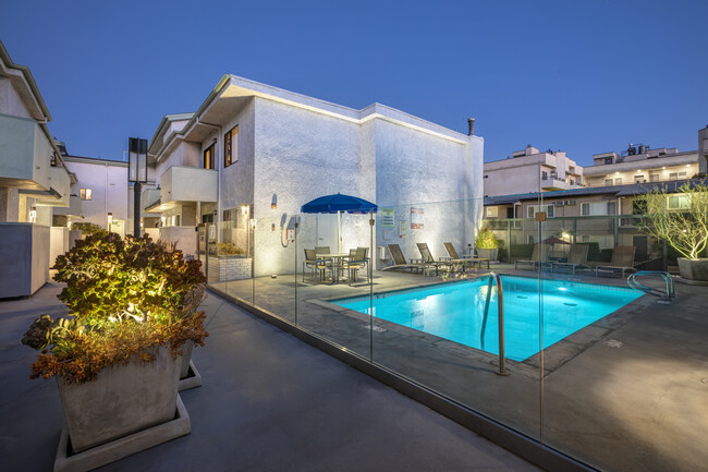 Night Time View of Pool and Patio - Kester Ave. Apts.