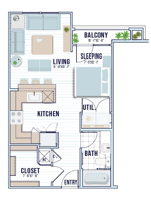 E1 | 565 sq ft - Dakota at Shepherd