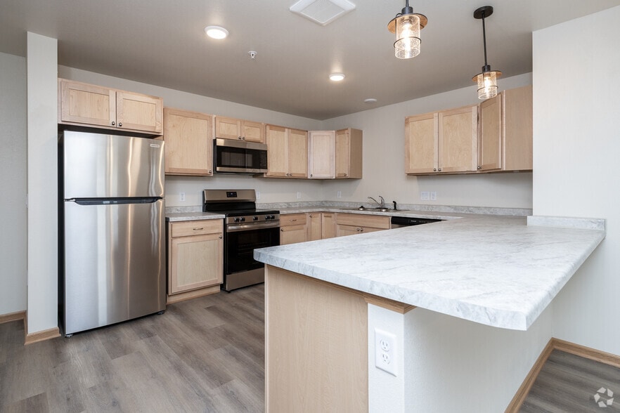 3BR, 2BA - Kitchen - Meadowlark Eco Apartments