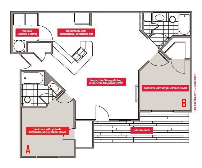 2/2 Bedroom By the Bed (Bed space options A or B) - Bloom Apartments