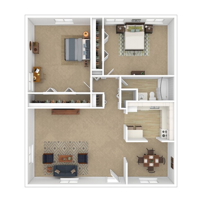 2 Beds | 1 Bath | 990 sq ft - Chateau De Ville