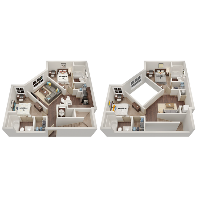 D3 Loft Townhome: 4BD | 4.5BA |1597 SF - The Hayward Student Living