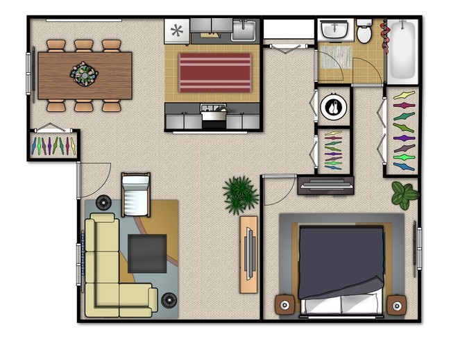 1-bedroom2D - Lakeview Garden Homes