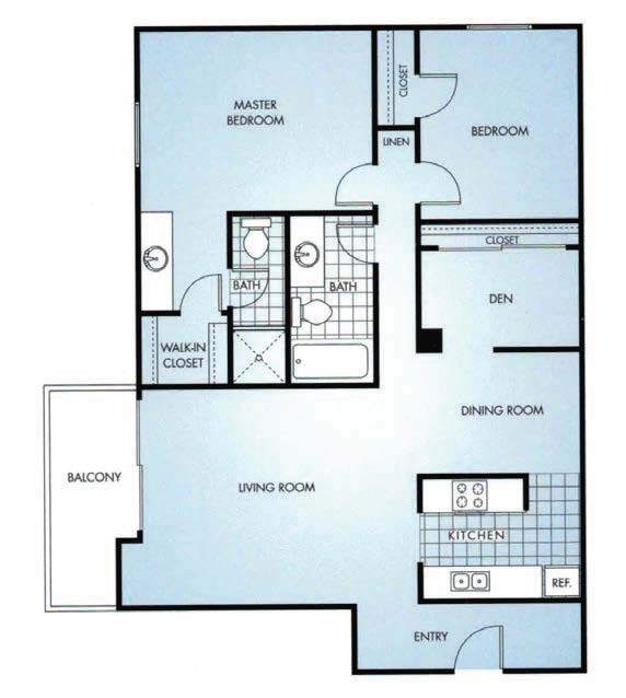 2 bed den - 975 San Pasqual Apartments