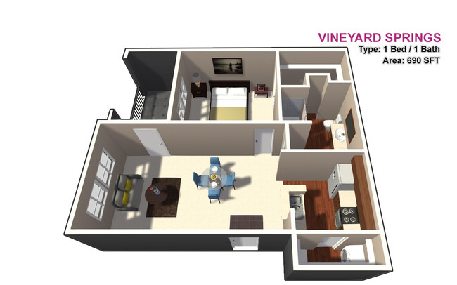 1 BED / 1 BATH - Vineyard Springs