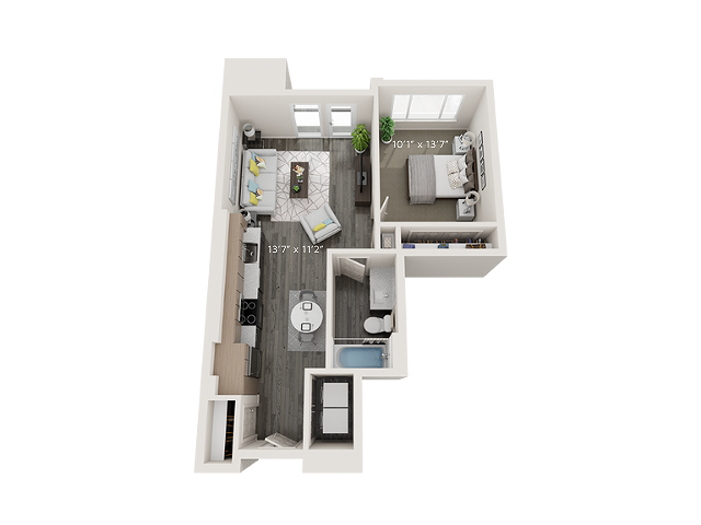 A5 Floor Plan - 3D - Park Avenue Apartments