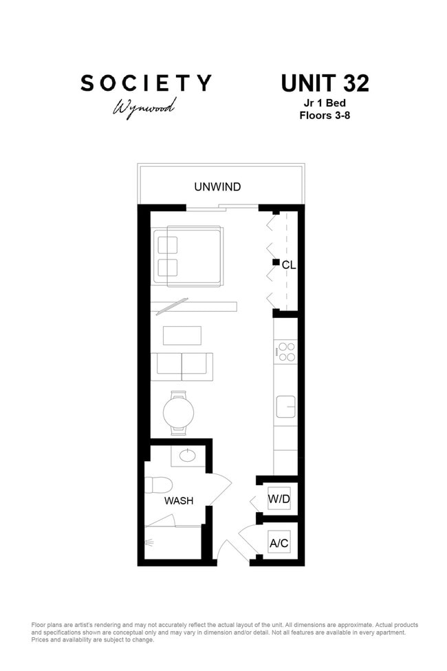 Jr 1 Bed - Unit 32 - Fl 3-8 - Society Wynwood