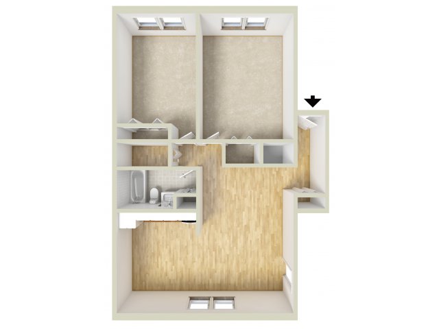 Two bedroom floor plan - Mill Creek Village Apartments