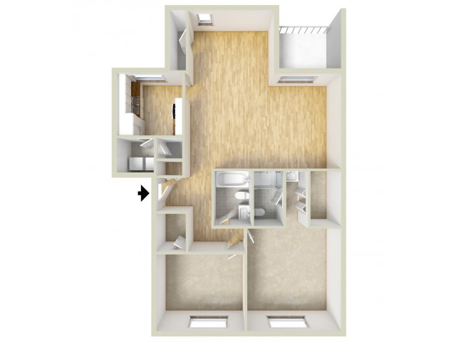 Two bedroom floor plan - Fox Run Apartments