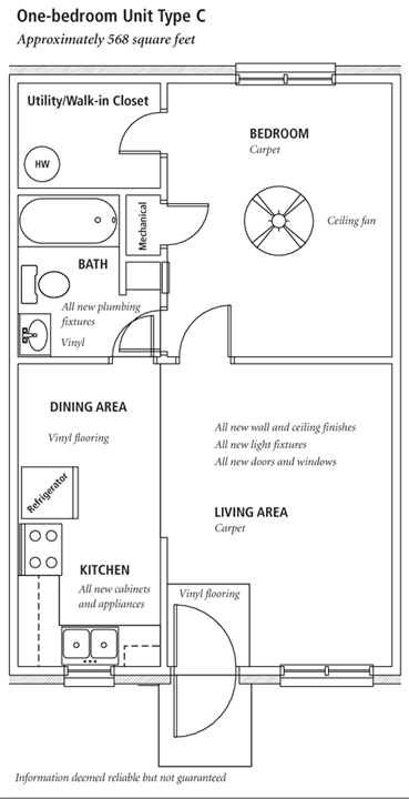 One Bedroom Unit Type C - Glenbrook Crossing