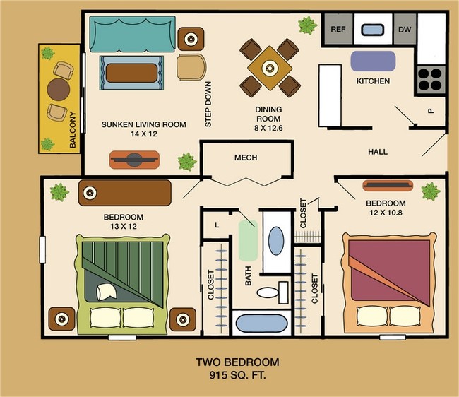 2BR/1BA - The Reserve at Winding Creek