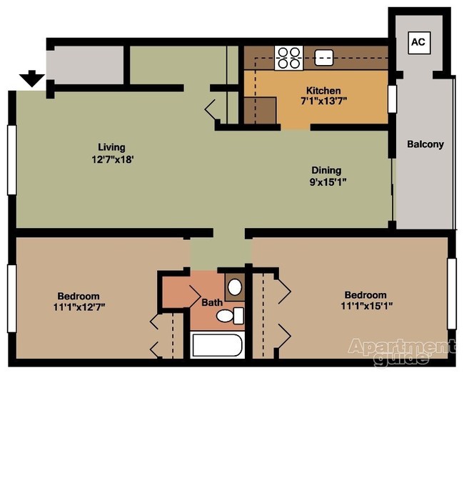 Two Bedroom - Style B - Spring Ridge Apartments