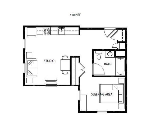 Studio, 510 sqft - zBarton Commons