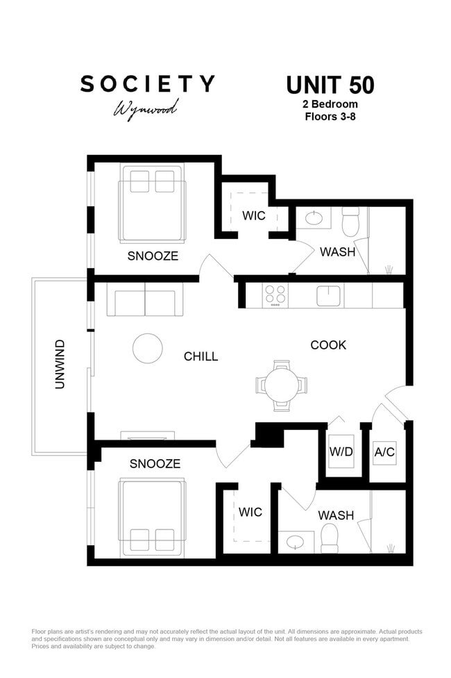 2 Bed - Unit 50 - Fl 3-8 - Society Wynwood
