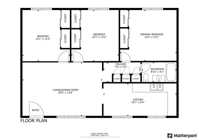 3 Bed / 1 Bath 1064 Sq Feet - Main Street Apartments