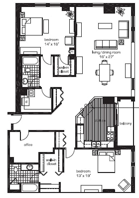 2BR/2BA - River West Apartments