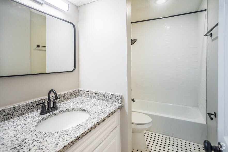 2BR, 1BA - 760SF - Bathroom - The Den Apartments, Bldg 3562