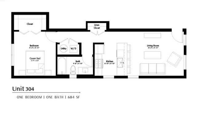 Apartment 304 Floor Plan - The Clermont