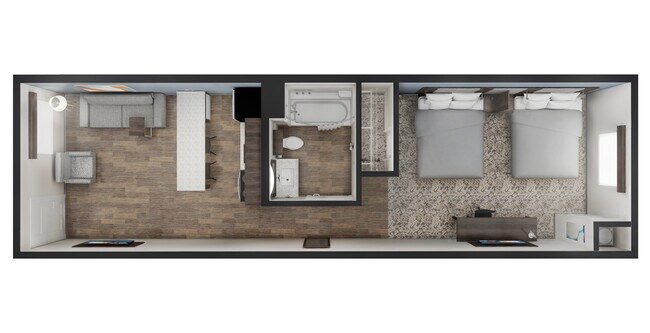 Double Queen Suite - Floorplan - stayAPT Suites - Raleigh-Durham