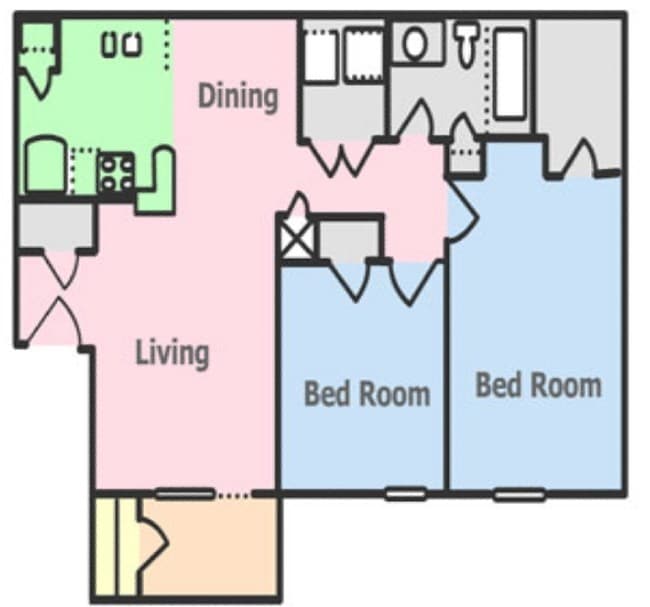 2BR/1BA - Thorntree