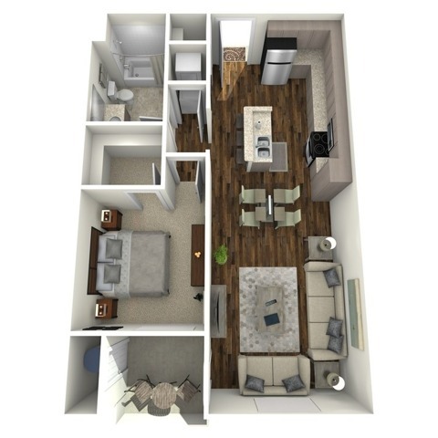 One bedroom, one bath, 708 square foot apartment home - Overlook at Mesa Creek