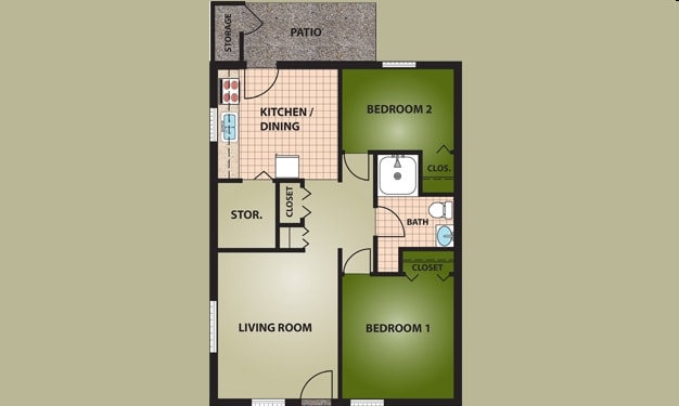 2BR/1BA - Oakdale Apartments