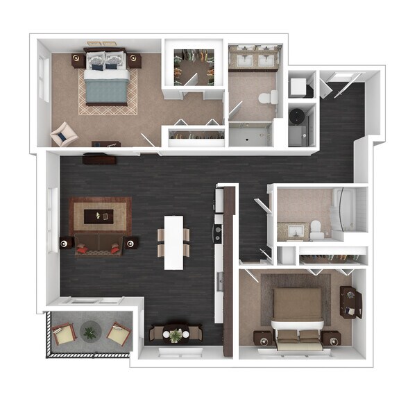 B4 3D Floor plan - Courthouse Square Apartments