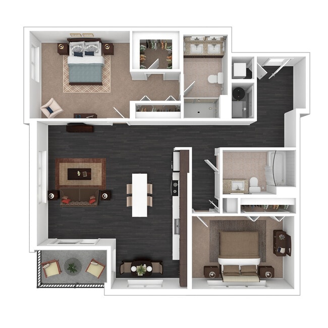 B4 3D Floor plan - Courthouse Square Apartments