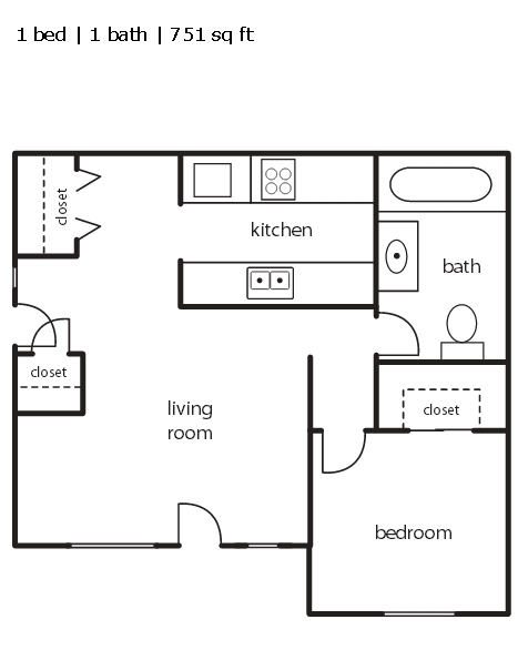 1BR/1BA - The Courtyards at Cypress Grove