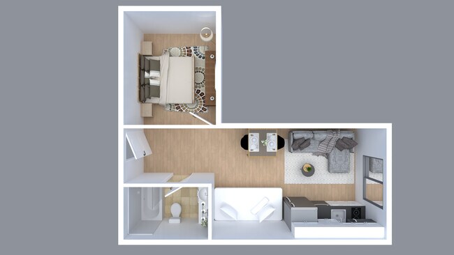 1 X 1 Floor Plan - Oxbow Apartments