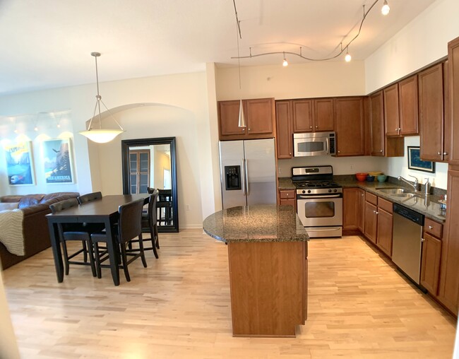 Elegant track lighting/ pennant and pullout sliding shelves. - 500 E Grant St