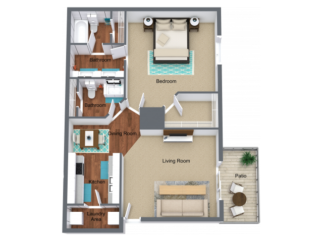 1 Bed - 1.5 Bath - 930 sq. ft. - Ozark Plantation