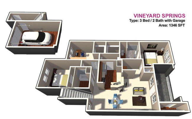 3 BED / 2 BATH w/ Garage - Vineyard Springs